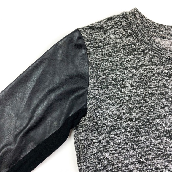 ASOS Faux Leather Sleeve Heather Gray Top A203 - Picture 6 of 8